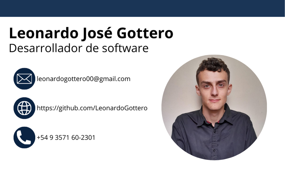 Dorso de tarjeta de Leonardo Gottero